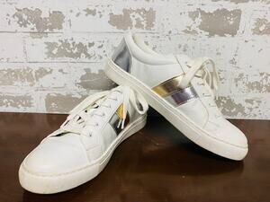 J Crew Road Trip Sneakers White Gold Silver 8.5